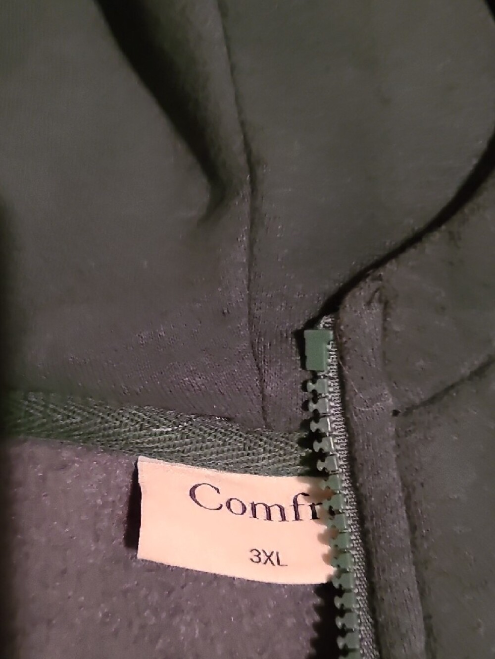 Women's Dark Green Zip-Up Hoodie with Hood - Picture 6 of 8